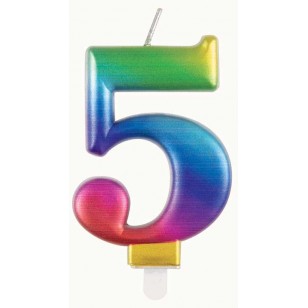 Metallic Rainbow Number 5 Age Candle 